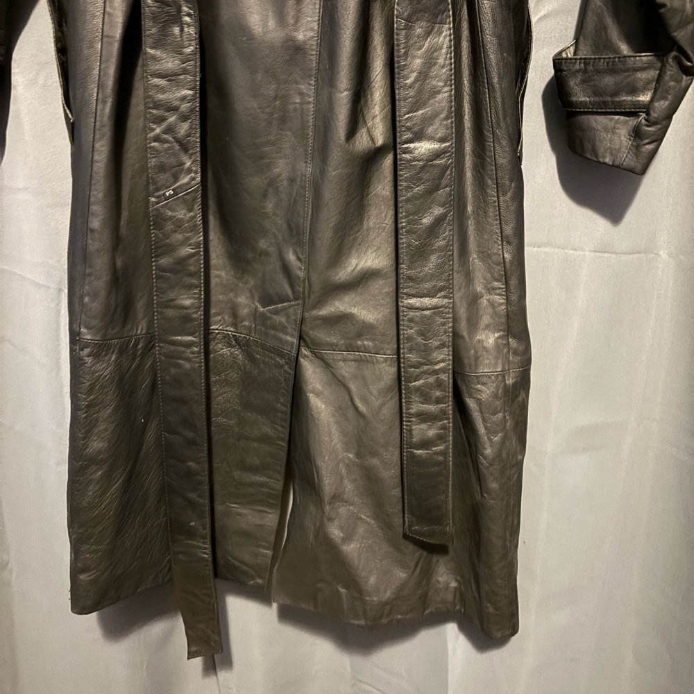 Wilson Black Leather Trench Coat